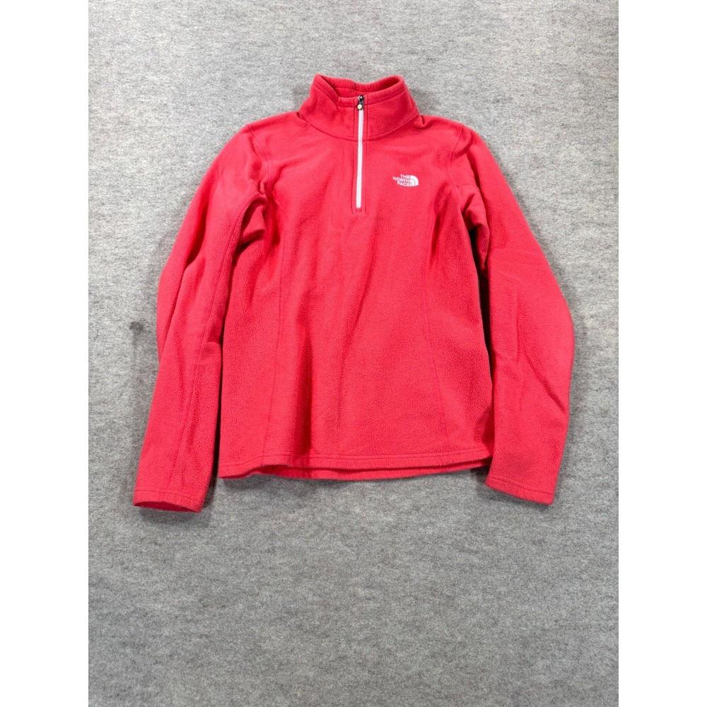 The North Face Fleece Jacket Womens Small Red Logo Winter Quarter Zip Pullover